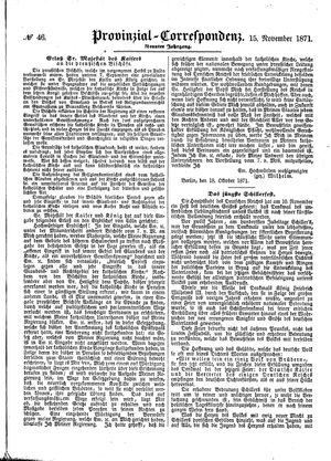 Provinzial-Correspondenz vom 15.11.1871