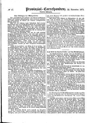 Provinzial-Correspondenz vom 22.11.1871