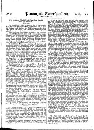 Provinzial-Correspondenz vom 22.05.1872