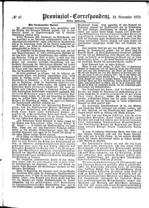 Provinzial-Correspondenz vom 19.11.1873