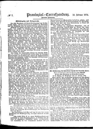 Provinzial-Correspondenz vom 18.02.1874