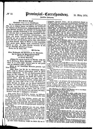 Provinzial-Correspondenz vom 25.03.1874