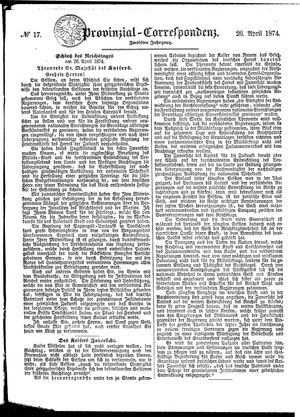 Provinzial-Correspondenz vom 28.04.1874