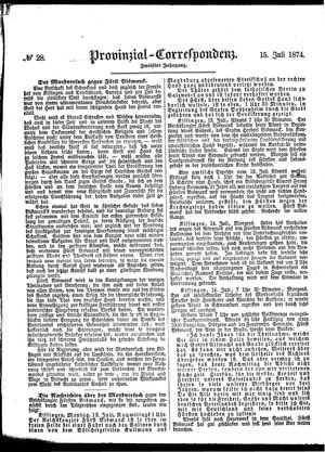 Provinzial-Correspondenz vom 15.07.1874
