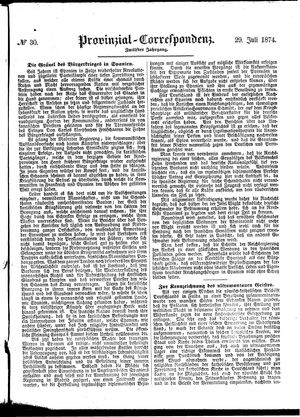 Provinzial-Correspondenz vom 29.07.1874