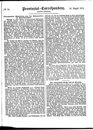 Provinzial-Correspondenz vom 26.08.1874