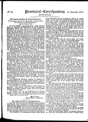 Provinzial-Correspondenz vom 11.11.1874