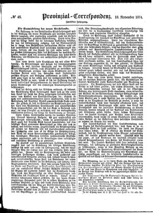 Provinzial-Correspondenz vom 18.11.1874