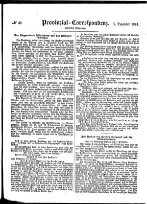 Provinzial-Correspondenz vom 09.12.1874