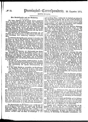 Provinzial-Correspondenz vom 23.12.1874