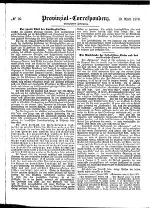 Provinzial-Correspondenz vom 19.04.1876