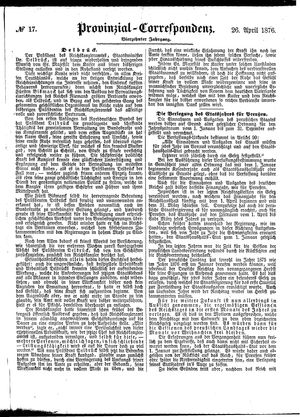 Provinzial-Correspondenz vom 26.04.1876