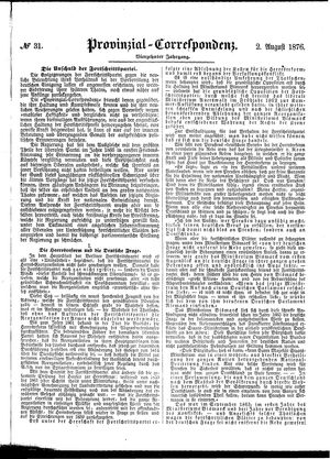 Provinzial-Correspondenz vom 02.08.1876