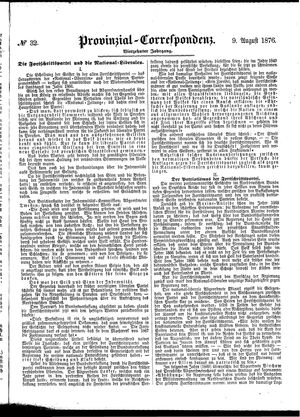 Provinzial-Correspondenz vom 09.08.1876
