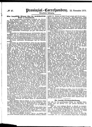 Provinzial-Correspondenz vom 22.11.1876