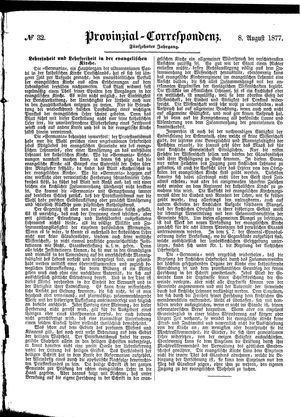 Provinzial-Correspondenz vom 08.08.1877