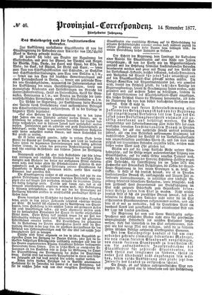 Provinzial-Correspondenz vom 14.11.1877