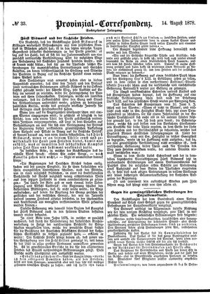 Provinzial-Correspondenz on Aug 14, 1878