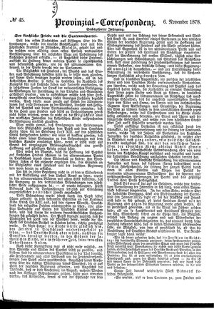 Provinzial-Correspondenz vom 06.11.1878