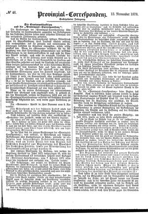 Provinzial-Correspondenz vom 13.11.1878