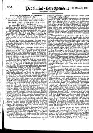 Provinzial-Correspondenz vom 20.11.1878
