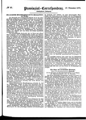 Provinzial-Correspondenz on Nov 27, 1878