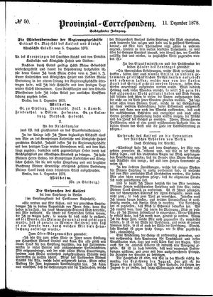 Provinzial-Correspondenz vom 11.12.1878