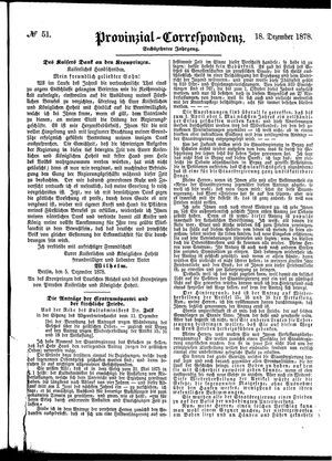 Provinzial-Correspondenz on Dec 18, 1878
