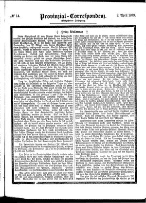 Provinzial-Correspondenz on Apr 2, 1879