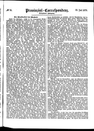 Provinzial-Correspondenz vom 30.07.1879