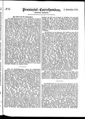 Provinzial-Correspondenz vom 03.09.1879