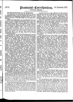 Provinzial-Correspondenz vom 10.09.1879