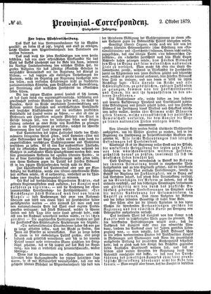 Provinzial-Correspondenz vom 02.10.1879