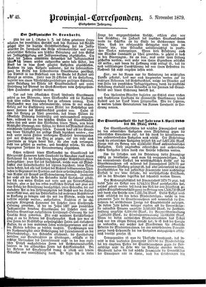 Provinzial-Correspondenz vom 05.11.1879