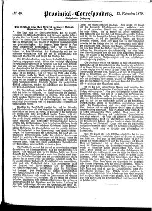 Provinzial-Correspondenz vom 12.11.1879