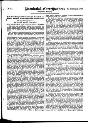 Provinzial-Correspondenz vom 19.11.1879