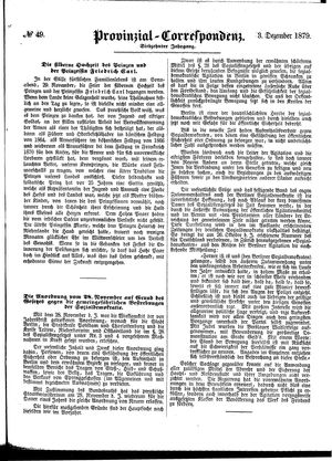 Provinzial-Correspondenz vom 03.12.1879