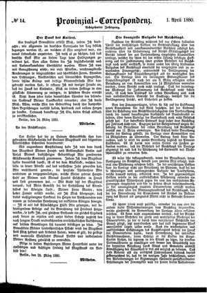Provinzial-Correspondenz on Apr 1, 1880