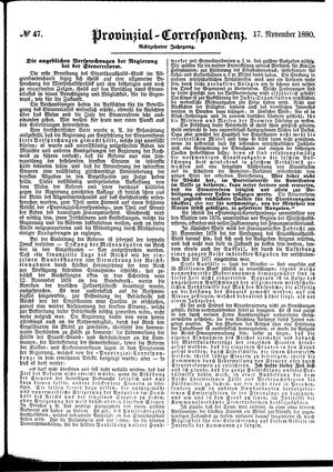 Provinzial-Correspondenz vom 17.11.1880