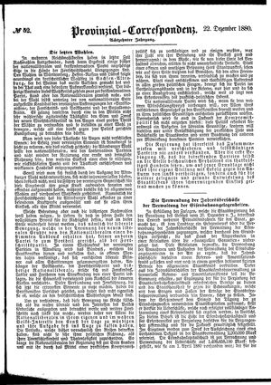 Provinzial-Correspondenz vom 22.12.1880
