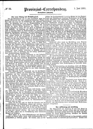 Provinzial-Correspondenz vom 01.06.1881