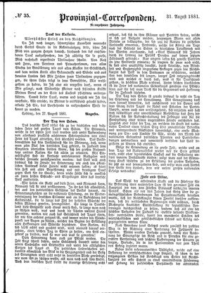 Provinzial-Correspondenz vom 31.08.1881