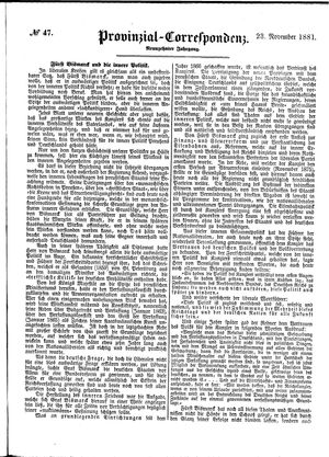 Provinzial-Correspondenz on Nov 23, 1881