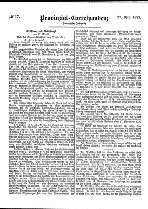 Provinzial-Correspondenz on Apr 27, 1882