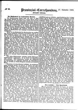 Provinzial-Correspondenz vom 27.09.1882