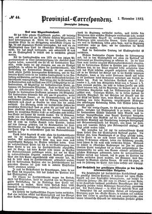 Provinzial-Correspondenz vom 01.11.1882
