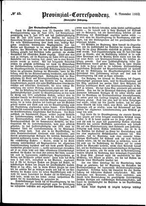 Provinzial-Correspondenz vom 08.11.1882