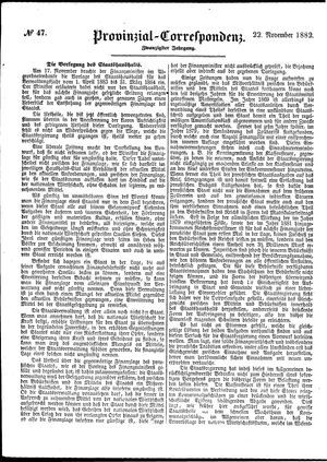 Provinzial-Correspondenz vom 22.11.1882