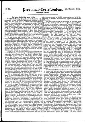 Provinzial-Correspondenz vom 29.12.1882