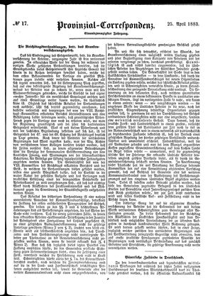 Provinzial-Correspondenz vom 25.04.1883